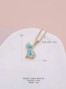 2023 New Design Luxury Plated Gold Cubic Zirconia Sparkling Butterfly Dog Eyes Moon Virgin Pendant Necklace Women Fashion  Jewelry - Blue - View 18