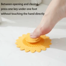 1入藍色創意向日葵設計矽膠排水孔蓋和除臭墊,浴室抗菌防蟲解決方案 - 藍色 - 查看 6