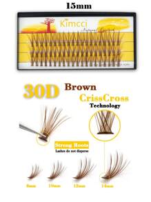 KIMCCI 60 簇 30d 棕色睫毛延长，0.07 厚度，C 卷曲 6-15 毫米可用睫毛簇，睫毛簇，单根睫毛，睫毛，假睫毛 - 棕色 - 查看 6