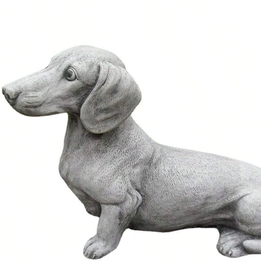 1入數樹脂工藝狗雕像,適用於家庭和花園裝飾 - 灰色 - 查看 1