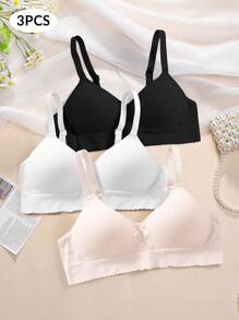3-teiliges nahtloses BH Set mit Schleife, bügellos und mit glatter Oberfläche, bequeme Damen Unterwäsche, Lingerie
