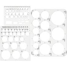 Circle Template Ruler 3 Packs Circle Round Stencil Measure Templates For Drafting Office School Building Forwrk Drawings Templates - Clear - View 1