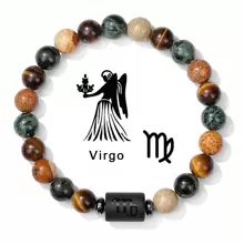 Pulsera De La Suerte De 12 Constelaciones, Hombres Y Mujeres Pulsera De Piedra De Ojo De Tigre De Moda, Pulseras De Piedra Natural, Joyas De Pareja De Virgo, Leo, Libra - Pulsera de constelaciones de tres colores. - Ver 20