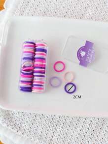 60 件迷你彩色弹性环形发带，适合日常使用和任何场合休闲马尾辫发绳 - 彩色 - 查看 6