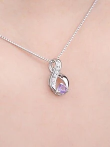 JewelryPalace 1 Pieza Elegante Collar De Plata De Ley 925 Con Diseño De Infinito Y Exquisito Corte Redondo De Amatista Púrpura Natural Para Mujer, Para Fiestas, Citas O Regalo De Joyería Fina De Banquete - Morado - Ver 5