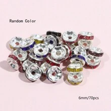 70pcs  6/8/10mm  Spacer Beads Copper Beads Rhinestone Inlaid Beads For Jewelry Making Bracelet Pendants Necklace Accessories - Mixed 70pcs - View 8