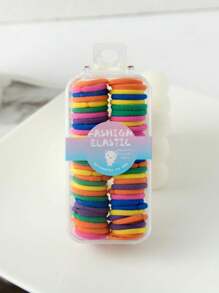 60 件迷你彩色弹性环形发带，适合日常使用和任何场合休闲马尾辫发绳 - 彩色 - 查看 23