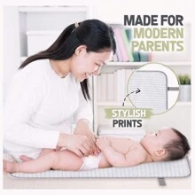 Baby Waterproof Changing Pad For Diaper Changing, Suitable For Stroller Walks Or Outdoor Use, Portable & Foldable, Ideal For Quick Diaper Changes While Traveling With Newborns And Infants, Maternity And Baby Care Accessory - Grey - View 3