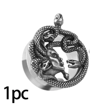 1入組復古不銹鋼女性蛇頭耳擴耳朵隧道插頭擴耳器&穿孔首飾,男人/女人中性