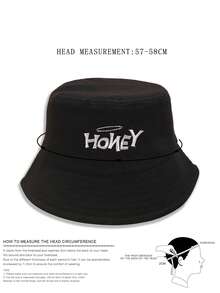 1頂中性y2k風格快樂青蛙漁夫帽,適用於戶外運動、遮陽和日常通勤 - 黑色 - 查看 3