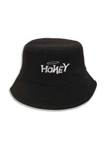 1頂中性y2k風格快樂青蛙漁夫帽,適用於戶外運動、遮陽和日常通勤 - 黑色 - 查看 1