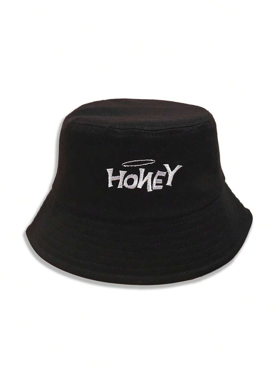 1頂中性y2k風格快樂青蛙漁夫帽,適用於戶外運動、遮陽和日常通勤 - 黑色 - 查看 1