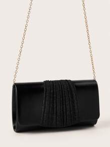 奢华晚宴手拿包，魅力优雅，低调奢华，闪亮手提包，方形设计，适合女士、女性、派对女孩、新娘，是派对、婚礼、舞会、盛大宴会等场合的完美之选，也是送给母亲、老师、朋友、伴娘的理想礼物。 - 黑色 - 查看 6