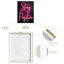 1pc Ready-Made Inspirational Red Light Strip Framed Art, Modern Wall Decor For Bar, Living Room And Bedroom, Non-Illuminated - Multicolor - View 4