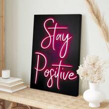 1pc Ready-Made Inspirational Red Light Strip Framed Art, Modern Wall Decor For Bar, Living Room And Bedroom, Non-Illuminated - Multicolor - View 1