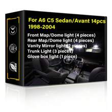 Luz Led Interior De Coche Para Audi A1 A2 A3 A4 A5 A6 Tt, Reemplazo De Luz De Mapa, Cúpula, Espejo De Tocador, Guantera, Maletero, Blanco De 6000k, Sin Error De Canbus