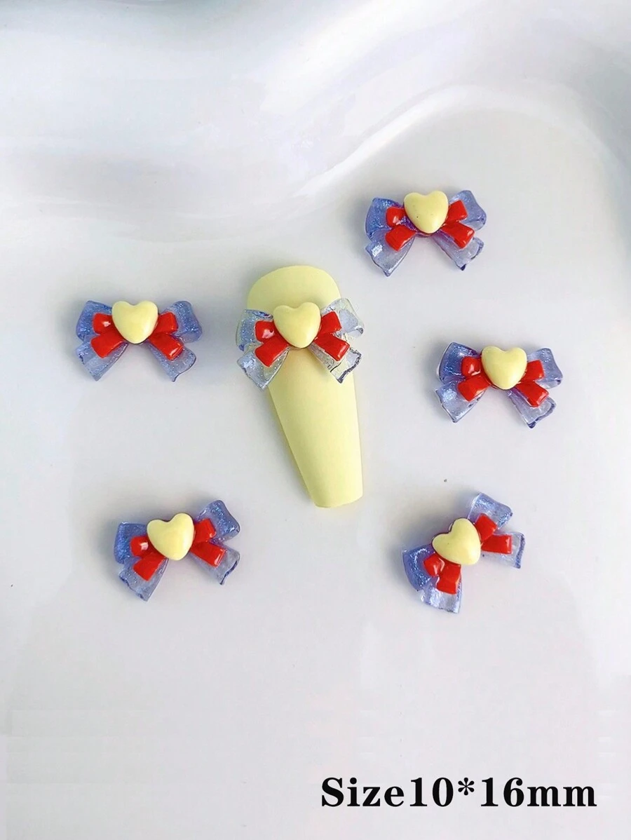 50pcs/Pack Resin Three-Color Cute Bowknot & Translucent Glittering Butterfly Wings Nail Art Decoration - Purple - View 1