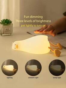 1 件 Led 可愛躺鴨矽膠小夜燈,手機支架躺鴨夜燈 3 級亮度適合室內外露營野餐辦公室桌面裝飾燈,送給朋友和家人的禮物 - 白色 - 查看 4