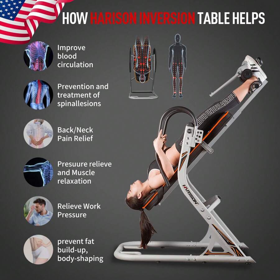 HARISON Heavy Duty Inversion Table For Back Pain Relief 350 LBS