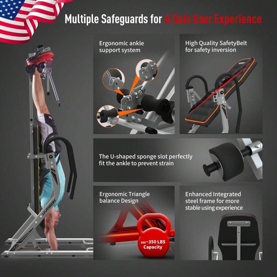 HARISON Heavy Duty Inversion Table For Back Pain Relief 350 LBS
