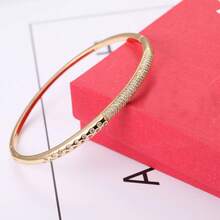 1pc Fashionable Cubic Zirconia Studs Design Hinged Bangle Bracelet Suitable For Women's Daily Or Party Wear - Bracelet - View 5