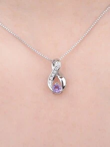 JewelryPalace 1 Pieza Elegante Collar De Plata De Ley 925 Con Diseño De Infinito Y Exquisito Corte Redondo De Amatista Púrpura Natural Para Mujer, Para Fiestas, Citas O Regalo De Joyería Fina De Banquete - Morado - Ver 3