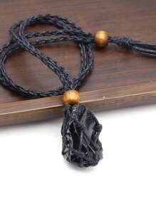 1條自然原石項鍊網袋編織繩鍊女式珠寶禮物2-3厘米