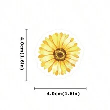 TiTiPaPa 46入組/包向日葵設計復古風格裝飾貼紙,可用於手帳,文具,相簿,水瓶,筆記本電腦,手機,藝術品,縫紉用品,玩具和遊戲,牆壁貼紙,創意 Diy 藝術和工藝裝飾 - 彩色 - 查看 2