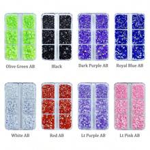 1920pcs / 6 Grids Resin Rhinestones Beads With Wax Pen, Multicolors 2mm 3mm 4mm Non-Hot Fix Flatback Round Jelly Resin Rhinestones For Nail Art Decoration, Face Makeup, DIY Jewelry Craft, Making Accessories, Shoes, Clothes, Bags Nail Charms Nail Gems Nail Supplies