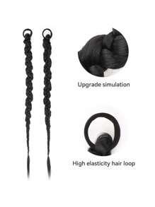 1入女式馬尾辮假髮,歐美風格,拳擊捲長辮髮,甜美酷女孩,熱門少女泡泡辮 - 自然黑-1裝 - 查看 7