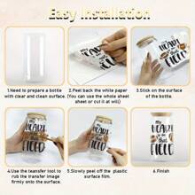 1pc My Heart Is On That Field Football Design UV DTF Cup Wraps For 16 Oz Glass Cup, UV DTF Cup Wraps, Cup Wraps For Glass Cups, Wraps For Cups, Glass Stickers For Cups, Cup Decals UV Transfer Stickers For Cups - Multicolor - View 5