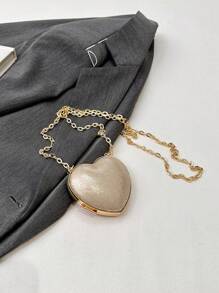 Fashion Chain Crossbody Bag With Mini Letter, Diamond & Heart-Shaped Design, Perfect Gift For Valentine'S Day Date Night - Gold - View 6