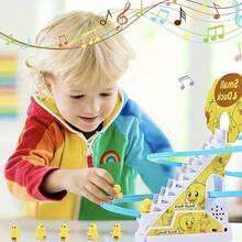 一款有趣的黃色鴨子爬樓梯玩具,全自動帶有滑道、電動軌道、燈光和聲音,兒童教育益智玩具,適用於多個場合,聖誕和感恩節禮物 - 小黃鴨爬樓梯(配9隻鴨子) - 查看 6