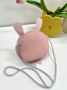 1pc Young Girls' Pu Leather Mini Crossbody Bag With Zip Closure, Cute Cartoon Rabbit Design, Suitable For Daily Use