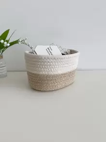 1 pièce/2 pièces Paniers de rangement en corde tressés à la main, bacs de rangement polyvalents pour jouets, cosmétiques, panier de rangement pliable, boîte de rangement de bureau, convient pour la salle de bain, le bureau, la chambre, le salon, la boîte à bijoux, le maquillage et divers