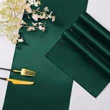 1 PC Satin Table Runner  Long Wedding Satin Table Runner For Wedding Banquet Graduations Birthday Party Decoration,Satin  Table Runner,Table Decorations Holiday - Dark Green - View 6