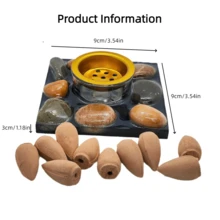 Black Stone Square Handmade Drip Gel HD Resin Incense Burner Comes With 10 Pieces Of Reversed Incense - Multicolor - View 2