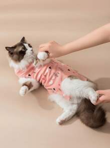 1pc Animal Pattern Strap-Style Cat Neutering Clothes, After Surgery Protection To Prevent Scratching And Licking, Postpartum Recovery Clothes, Suitable For Indoor Cats - Pink - View 3