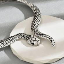 時尚女士銀色蛇頸套頸鍊 - 銀色 - 查看 4