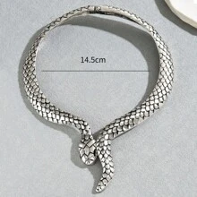 時尚女士銀色蛇頸套頸鍊 - 銀色 - 查看 5