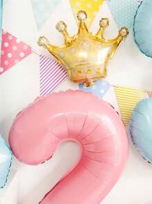 40 英寸婴儿粉色铝箔 0-9 马卡龙数字气球配迷你金色皇冠，适用于主题生日派对装饰订婚周年纪念婚礼装饰婴儿淋浴空气球 - 彩色 - 查看 7