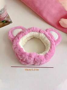 1入超可愛的熊頭箍,化妝用的頭箍,適用於化妝清潔、水療、瑜珈、運動、淋浴,可調節的彈性頭箍,適用於女孩和女士 - 粉色 - 查看 6