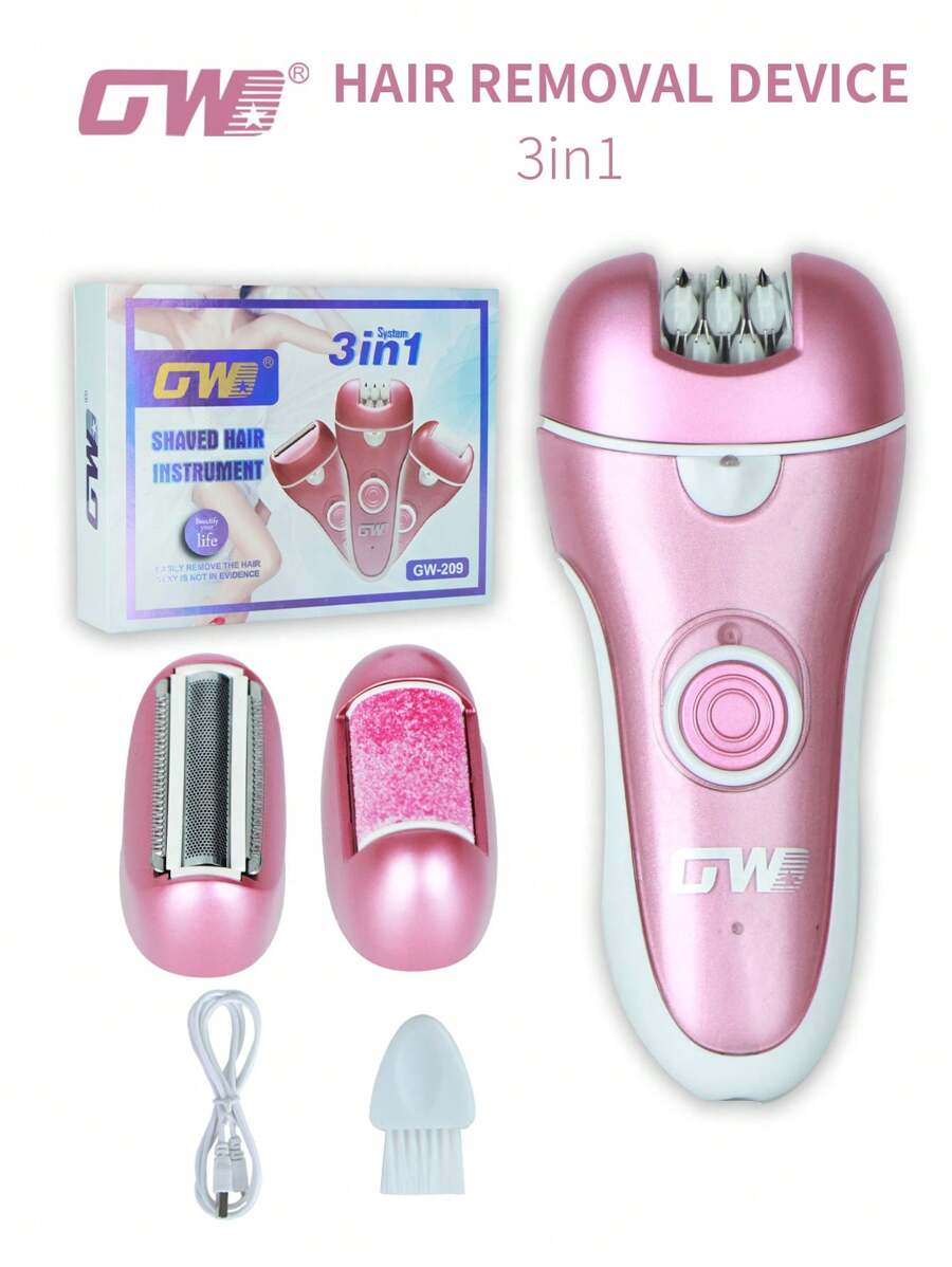Tẩy lông Thiết bị Không đau Ở nhà Đối với phụ nữ Và Nam , NỮ Mặt Máy cạo lông Không dây Có thể sạc lại Máy cạo lông Đối với phụ nữ 3 trong 1 NỮ Máy cạo râu Bộ dụng cụ Đối với Thích hợp Đối với Chân Bikini Sợi dây Cả cơ thể , Tẩy da chết Da , ( 3 trong 1 ) , - Hồng - Xem 1