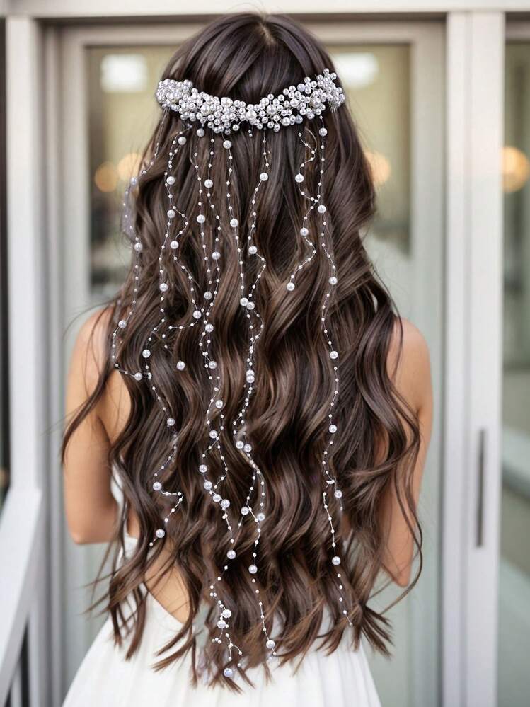 Bandeau de mariée à franges de perles, accessoire élégant pour les cheveux de mariage, diadème fait main pour femme avec peigne