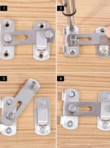 1pc Stainless Steel Door Latch With Bolt, Anti-Theft, For Shed, Pet Cage And Barn Door - Silver - View 3