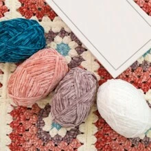 1入組100g厚實針織毛線，柔軟保暖，適用於自製圍巾、衣物、鞋子等 - 豆沙 - 查看 6