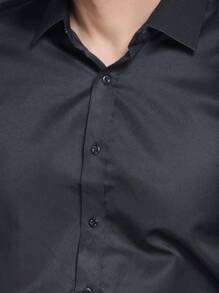 camisa social manga longa não amassa Passa fácil NOVO MUITO BOM - Preto - Visão 4