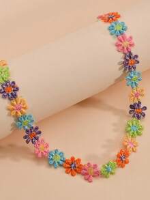 1pc Chic And Sweet Sunflower Woven Necklace Colorful Floral Choker For Women, Gift And Accessory - Yellow - View 10