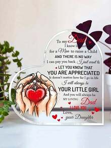 1入組女兒送給父親'爸爸我愛你'心形透明壓克力裝飾品,非常適合父親生日、紀念裝飾、父親節禮物、假日配件和派對用品 - 彩色 - 查看 4