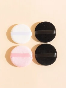 4 件裝圓形化妝粉撲帶盒,雙面絲絨定妝粉撲,適合家庭和專業使用 - 彩色 - 查看 3